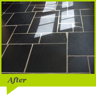 A Slate floor after cleaning