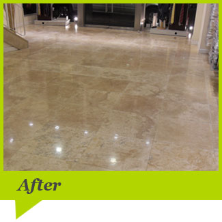 A Travertine floor after cleaning