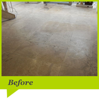 A Travertine floor before cleaning